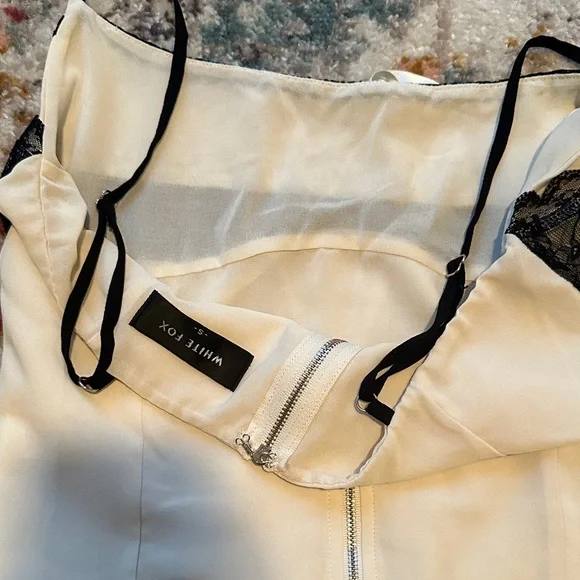 White Fox Boutique Cream and Black Lace Crop Cami - Picture 5 of 5